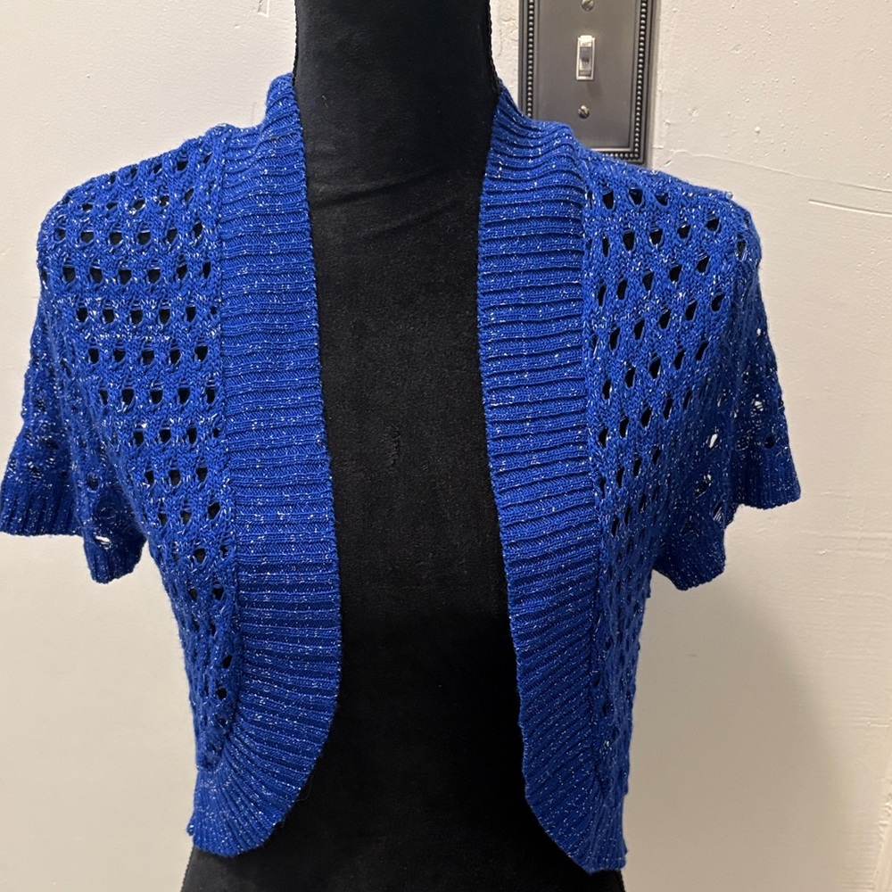 Blue Open-Knit Women's Sweater